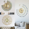 Horloge murale 3D grand luxe bricolage fleur paon diamant horloge murale métal moderne décor à la maison