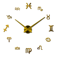 Horloge murale créative Muet Décoration murale Stickers muraux DIY Acrylique 12 Zodiac Constellation Grande Horloge Mura