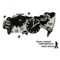 Horloge murale de carte du monde 3D Design moderne horloge suspendue numérique acrylique ultra silencieuse