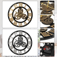 Horloge murale muette en bois de 40 cm de diamètre Décoration de vitesse rétro Horloge murale créative