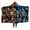 Horreur Film Caractère Motif Polaire À Capuche Couverture Portable 2 Couches Couvertures Halloween Couverture