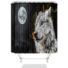 HUANGLING rideau de douche gris loup 12 crochets ensemble décor de salle de bain en polyester imperméable