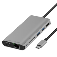 Hub FD-F67 type-c avec lecteur de carte SD USB3.0 VGA 2 ports compatible HDMI Port Gigabit Ethernet Station daccuei