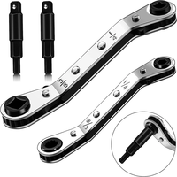Hvac Service Wrench Tool 3/16 to 3/8 5/16 x 1/4Air Conditioner Valve Ratchet Wrench with 2 Hexagon Bit Adapter Kit f
