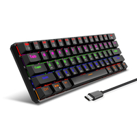 HXSJ L800 Clavier Mécanique 61 Touches Triple Mode Sans Fil Bluetooth 5.0 2.4GHz Type-C Filaire Bleu Commutateur RVB Rét