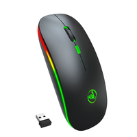 HXSJ T18 Souris Rechargeable sans Fil Bluetooth 5.1 + 2.4G Double Mode 1600DPI Bouton Muet Rétroéclairage RGB Souris Opt