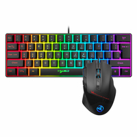 HXSJ V700 + S600 clavier et souris combinés USB filaire 61 touches clavier de jeu rvb 7200DPI souris de jeu pour ordinat