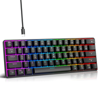 HXSJ V900 RGB Wired Mechanical Gaming Keyboard 61-Keys Hot-Swappable Red Switch Type-C Wired Gamer Keyboards for PC Lapt