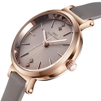 IBSO S8688L montre de poignet ultra mince pour dame montre à quartz avec bracelet en cuir