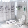 Imperméable Pierre Réflexion Rideau De Douche Ensemble Salle De Bains Toilette Quatre pièces Tapis De Sol Tapis De Porte