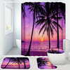 Imperméable plage violet cocotier motif rideau de douche couvercle de toilette couverture piédestal tapis antidérapant t