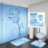 Impression 3D Romantique Fleur Deau Étanche Salle De Bains Rideau De Douche Toilette Couverture Tapis Antidérapant