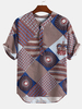 Impression de modèle de style ethnique pour hommes Chemises Henley décontractées lâches dété