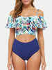 Impression de plantes tropicales volants taille haute Bikini Hawaii maillot de bain décontracté pour les femmes