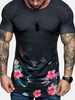 Imprimé floral Hommes Fitness Workout Col rond T-shirts manches courtes
