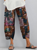Imprimé floral élastique Wasit lâche irrégulière ourlet pantalon de poche pour les femmes