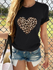 Imprimé léopard Love T-shirts de causalité à col rond pour les femmes