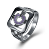 INALIS 14mm Elegant Shiny Zircon Ring Gun Black Plated Ring Wholesale pour les femmes