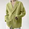 INCERUN Men Blazer Solid Color Streetwear Lapel Long Sleeve Button Casual Suits Fashion Men Thin Jackets Loose Fit