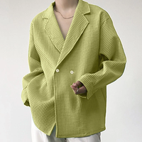INCERUN Men Blazer Solid Color Streetwear Lapel Long Sleeve Button Casual Suits Fashion Men Thin Jackets Loose Fit