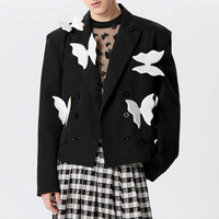 INCERUN Men Blazer Stylish Butterflies Design Long Sleeve Suit Jacket for Fashion-Forward Party Male Top Clothing