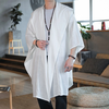 INCERUN Men Chinese Style Simple Hooded Poncho Coat Long Sleeve Cardigan Loose Fit Solid Color Long Hooded Shirt Plus Si