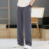 INCERUN Men Cotton Linen Striped Straight-leg Pants With Pockets,  Comfy Elastic Waist Trousers Men S-5XL For Spring Summ
