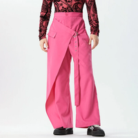 INCERUN Men Fashion Layled Design Pants Metal Buckle Solid Color Casual Trousers Plus Size,  Spring Fall,  S-5XL