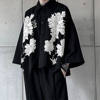 INCERUN Men Flowers Print Loose Fit Long Sleeve Shirts Casual Daily Large Size Lapel Tops for Men S-5XL