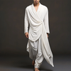 INCERUN Men Irregular Design Two-piece Set Comfortable Solid Color Fabric Long Sleeve Top and Pant with Side Pockets Cas