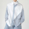 INCERUN Men Irregular Striped Design Long Sleeve Shirts Casual Daily Lapel Casual Shirt for Men Plus Size,  Spring Fall