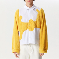INCERUN Men Irregular Velvet Patchwork Long Sleeve Shirt Fashion Design Lapel Collar Casual Shirt for Men Vacation Stree