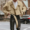 INCERUN Men Jackets Lapel Long Sleeve Solid Color Streetwear Male Short Coats Loose Casual Jackets With Belt S-5XL