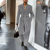 INCERUN Men Jumpsuits Corduroy double-breasted Suit Collar Long-sleeved Casual One-piece Suit for Men with Side Pockets