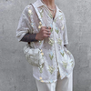 INCERUN Men Lace Mesh Print Shirts Summer Breathable White Beach Shirts Casual Short Sleeve Lapel Daily Tops
