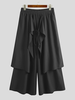 INCERUN Men Pant Elastic Black Irregular Design Skirt Pant Loose Fit Fashion Mens Streetwear Pants S-5XL