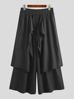 INCERUN Men Pant Elastic Black Irregular Design Skirt Pant Loose Fit Fashion Mens Streetwear Pants S-5XL