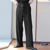 INCERUN Men Pants Comfy Loose Fit Straight Leg Designer Textured Casual Mopped Trousers Daily Black Pants Casual Gray Pa