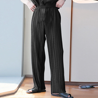 INCERUN Men Pants Comfy Loose Fit Straight Leg Designer Textured Casual Mopped Trousers Daily Black Pants Casual Gray Pa