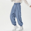 INCERUN Men Pants Tie Design Solid Color Casual Elastic Trousers Comfy Daily Solid Color Pants with Side Pockets