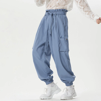 INCERUN Men Pants Tie Design Solid Color Casual Elastic Trousers Comfy Daily Solid Color Pants with Side Pockets