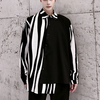INCERUN Men Patchwork Zebra Stripe Shirt Fashion Slant Placket Casual Lapel Long Sleeve Shirt Loose Large Size Shirt S-5