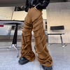 INCERUN Men Ribbon Trimmed Casual Straight Leg Trousers Fashion Button Zipper Convenient Pant with Pockets