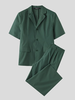 INCERUN Men Sets Short Sleeve Men Suit & Pant Mens Fashion Simple Solid Color Suits Two Pieces OutfitsMen