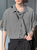 INCERUN Men Shirts Fashion Check Print Lace Up Lapel Shirt with Side Pocket Top Casual Daily Men Clothing