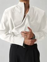 INCERUN Men Shirts Fashion Solid Color Lapel Shirt Top Daily Long Sleeve Shirt Mens Clothing with Pocket Casual Men