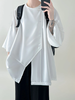 INCERUN Men Shirts Irregular Slant Buttoned Round Neck Top Shirt Long Sleeve Daily Shirts Casual Loose Men Clothing