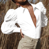 INCERUN Men Solid Color Bubble Sleeve Styling Long Sleeve Shirt Fashion Design Lapel Top for Men Large Size S-5XL