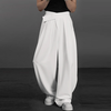 INCERUN Men Solid Color Straight Legged Pants Loose Fit Casual Hook Loop Zipper Long Trousers Large Size for Big Men S-5