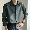 INCERUN Men Striped Casual Long Sleeve Shirts,  Button Up Lapel Collar V-neck Shirt,  Plus Size Men Tops For Daily And Hol